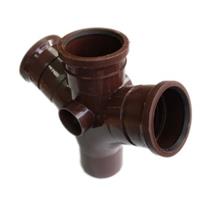 SU422 110MM POLYPIPE 112 DEGREE DOUBLE BRANCH BROWN