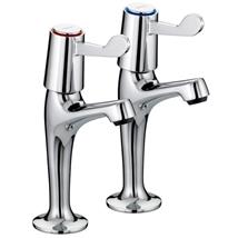 BRISTAN Value Lever Sink Pillar Taps High Neck Chrome Plated VAL HNK C CD