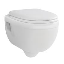 PlumbForLess Ivo Round Wall Hung Pan and Slow Close Seat and Cover WC Set, White Gloss