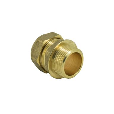 15MMx3/8" MALE IRON BRASS COMPRESSION COUPLER