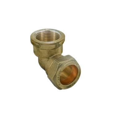 22MMx1" FEMALE IRON BRASS COMPRESSION ELBOW