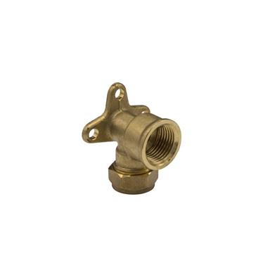 15MMx1/2" BRASS COMPRESSION WALL PLATE ELBOW