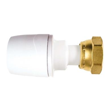 POLYPIPE PolyMax 15mm x 1/2" Straight Tap Connector, White/Brass, MAX715