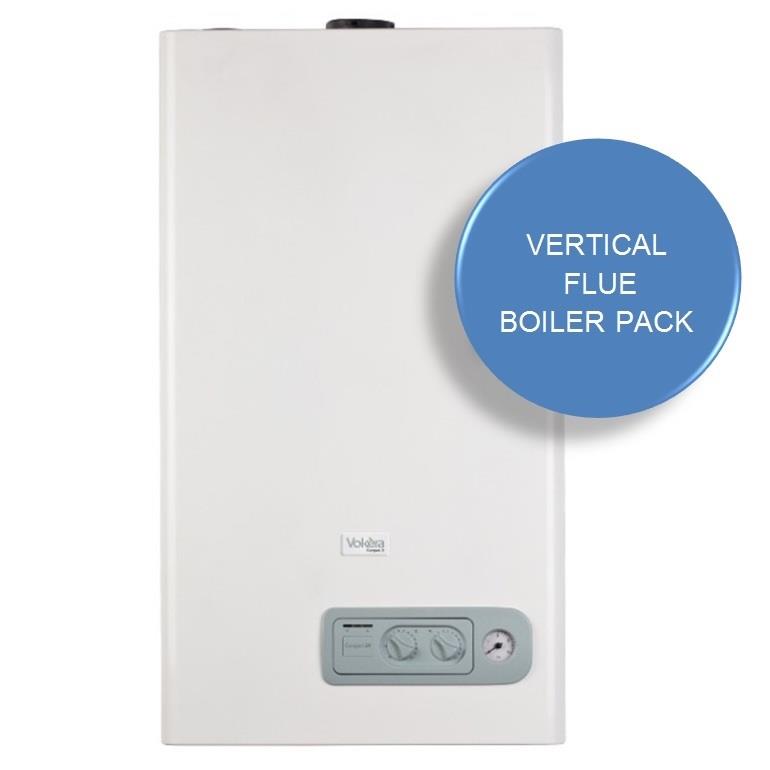 VOKERA Compact 29A Combination Boiler, Vertical Flue and RF Thermostat Boiler Pack