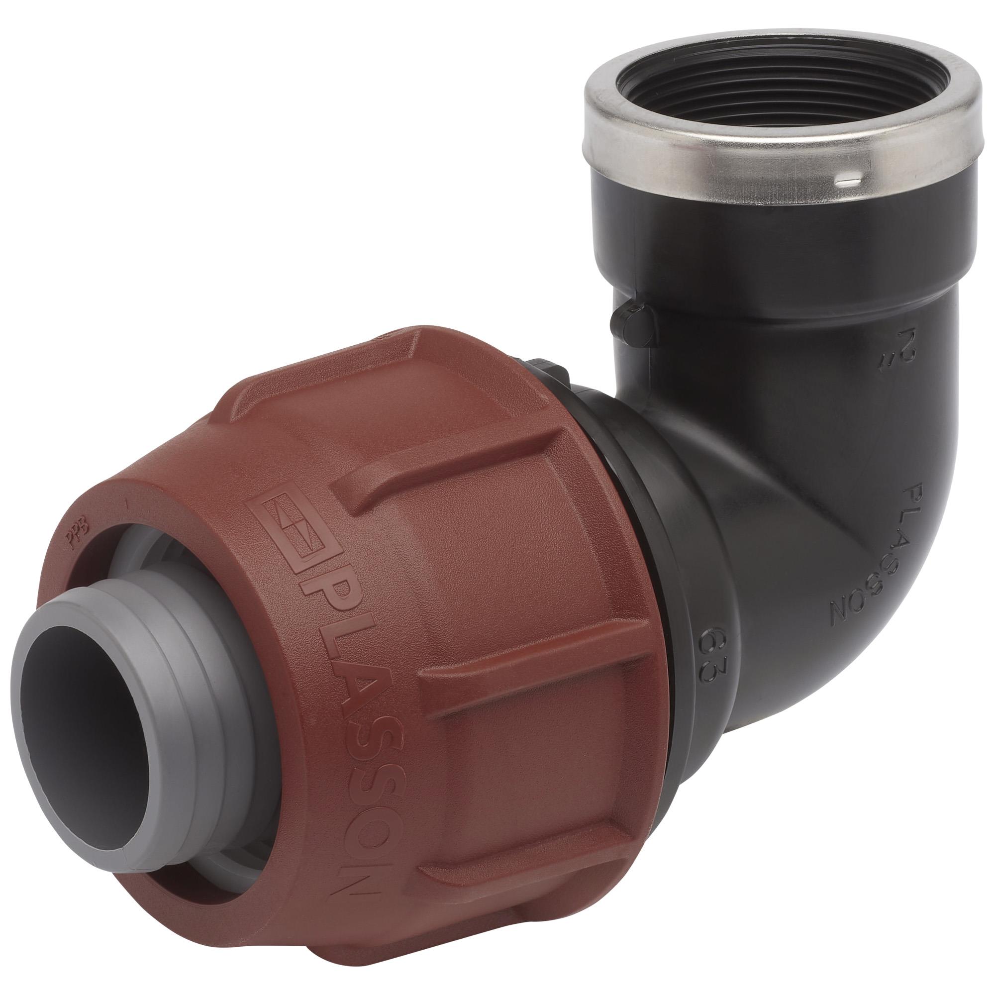 Plasson 90 Elbow Female Adaptor 63mm Barrier x 2" Plumbing For Less