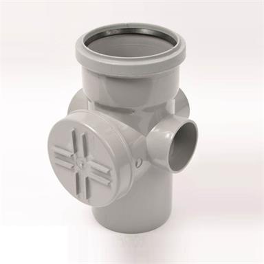 SA43 POLYPIPE 110MM ACCESS PIPE SINGLE SOCKET 3 BOSS GREY