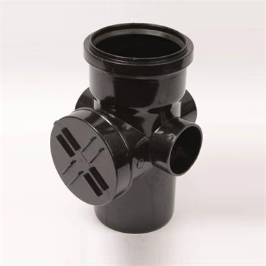 SA43 POLYPIPE 110MM ACCESS PIPE SINGLE SOCKET 3 BOSS BLACK