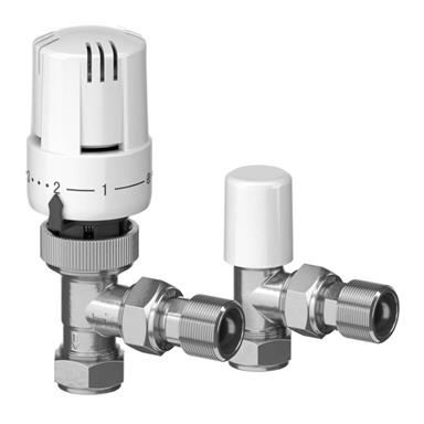 EPH CONTROLS 15mm Angled TRV & Lockshieldd Twinpack, White, EMTRV15