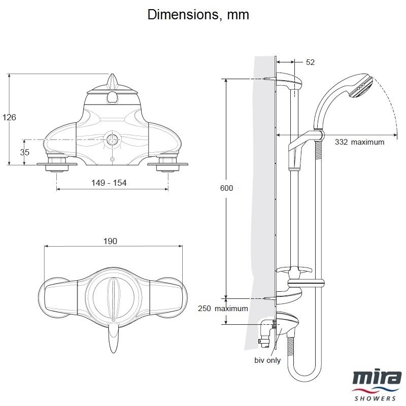 MIRA Gem 88 EV Shower Kit, Chrome Plated, 1.1557.001