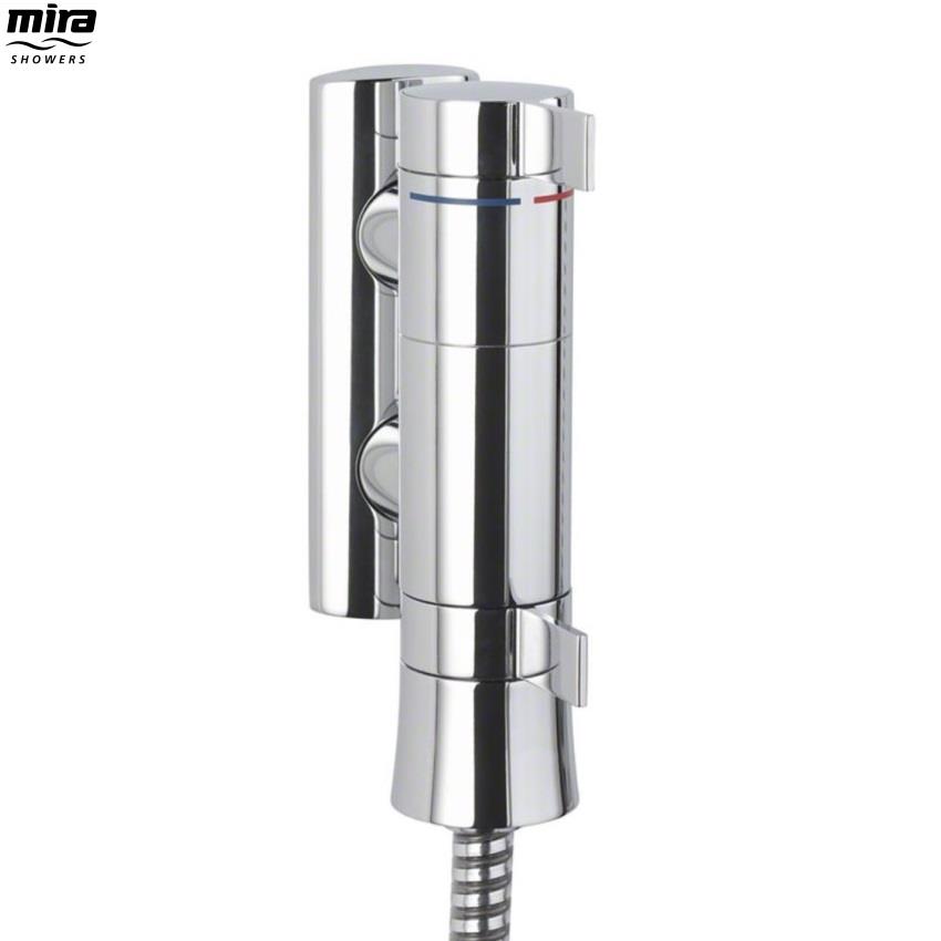 MIRA Minibelle Thermostatic Vertical Mixer Shower c/w Kit, Chrome/White