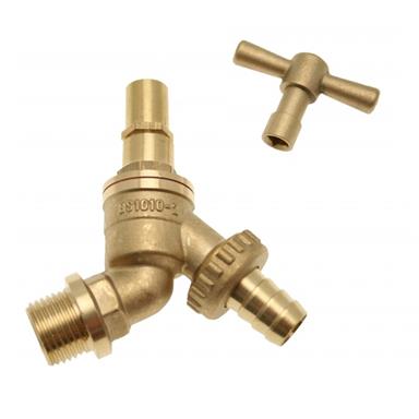 VHBL Brass Hose Union Lockshield Bib Tap 1/2" c/w Tap Key, 10025306