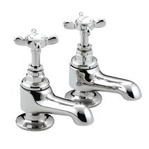 BRISTAN 1901 Bath Pillar Taps Chrome Plated Traditional Crossheads Pair N 3/4 C