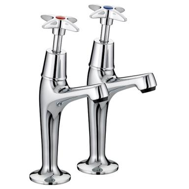 BRISTAN Value Crosshead Sink Pillar Taps High Neck Chrome Plated VAX HNK C